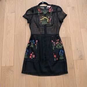 Black embroidered dress from Soho boutique